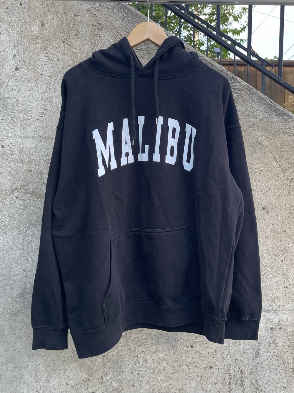 Black Brandy Melville John Galt Malibu spellout hoodie
